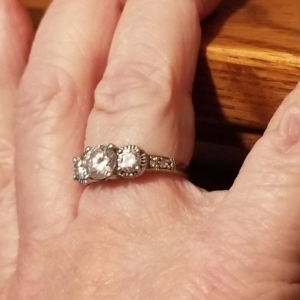 Xavier Sterling Silver And Simulated Diamond Ring - image 3